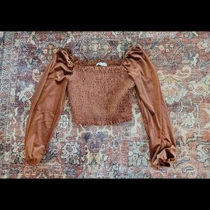 Elodie - Velvet Smocked Top (Rust) - BRAND NEW